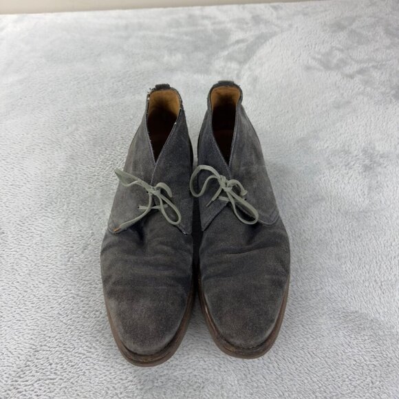 Isaia Napoli Grey Suede Leather Ankle Shoes Men’s Size 12 US Made In Italy - Picture 8 of 14